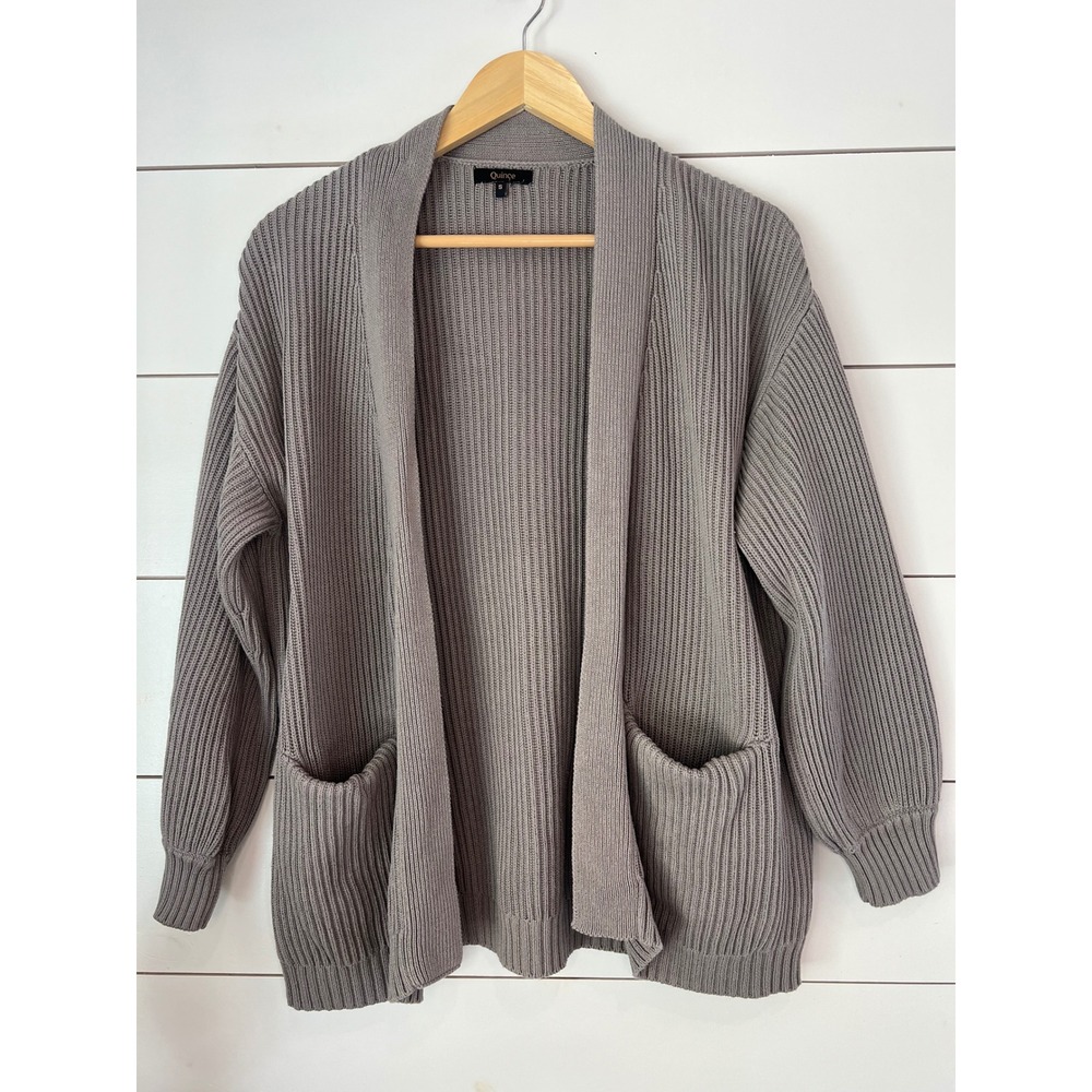 Quince Organic Cotton Oversized Cardigan Sweater Size S quiet luxury minimalist